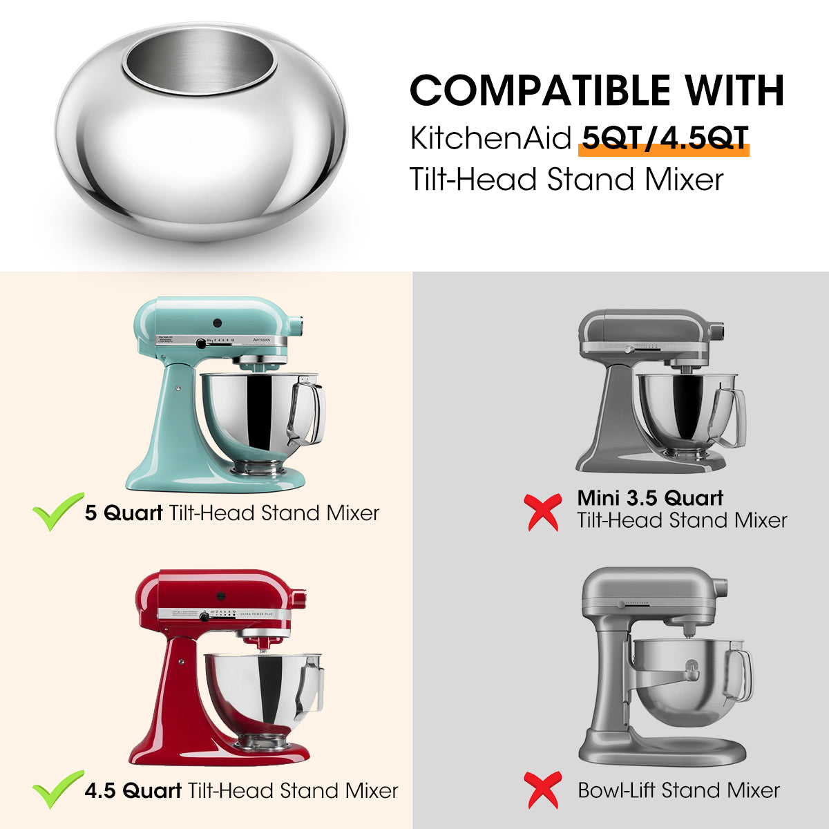 Aieve Snack Coater Coating Pan Attachment Plus For Tilt-Head Stand Mixers