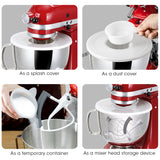 Aieve Mixer Bowl Covers as a splash cover, as a dust cover, as a temporaty container, as a mixer head stage device.