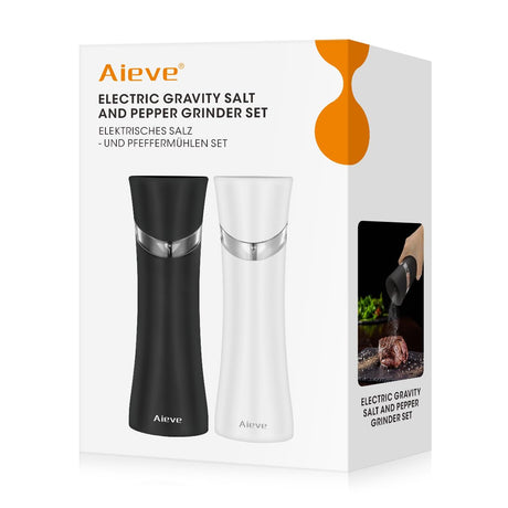 Aieve Electric Gravity Salt and Pepper Grinder Set