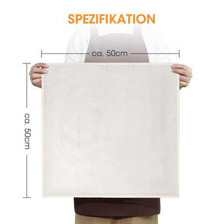 The square cotton muslin measures about 50 x 50 cm and is large enough to meet your different needs. 