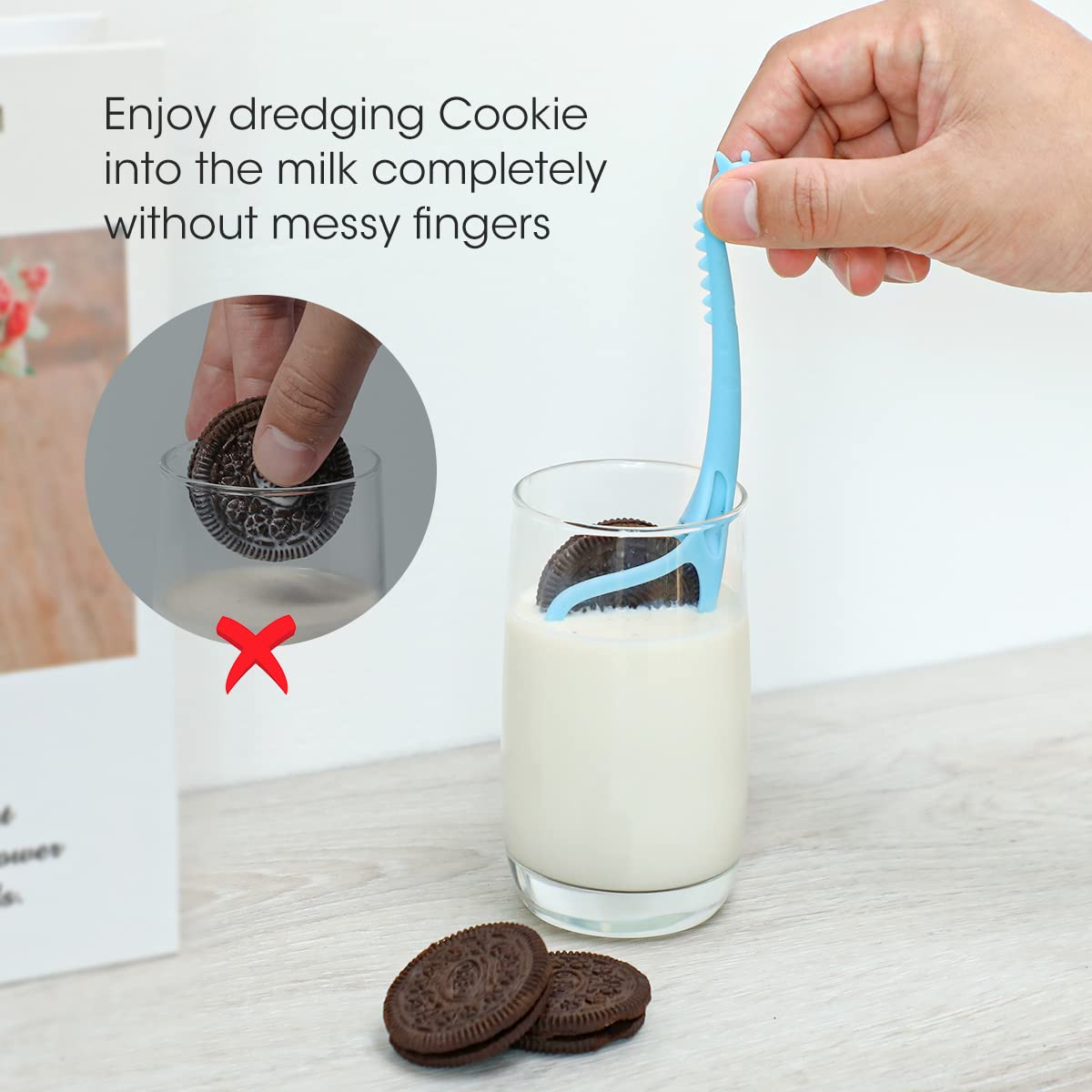 enioy dredging cookie into the milk completely without messy fingers