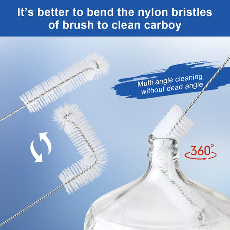 It's better to bend the nylon bristles of brush to clean carboy