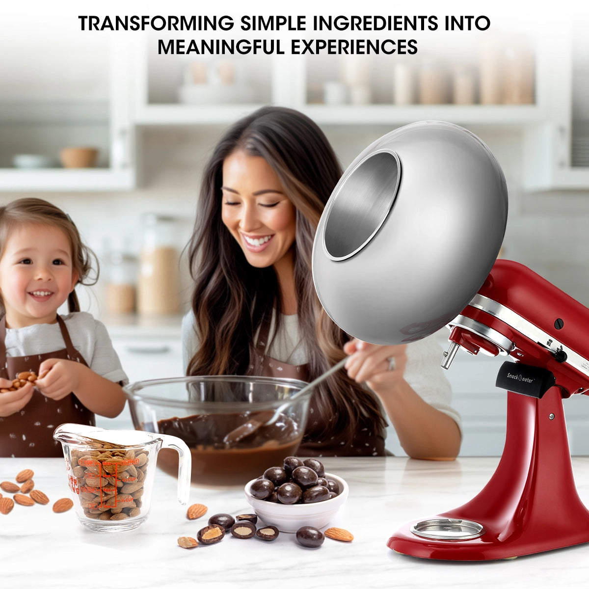 Aieve Snack Coater Coating Pan Attachment Plus For Tilt-Head Stand Mixers