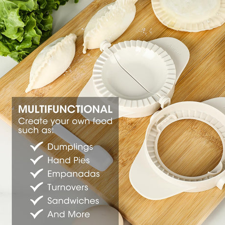 multifuntional tool for with dumpliings, hand pies, empanadas, turnovers, sandwiches. 