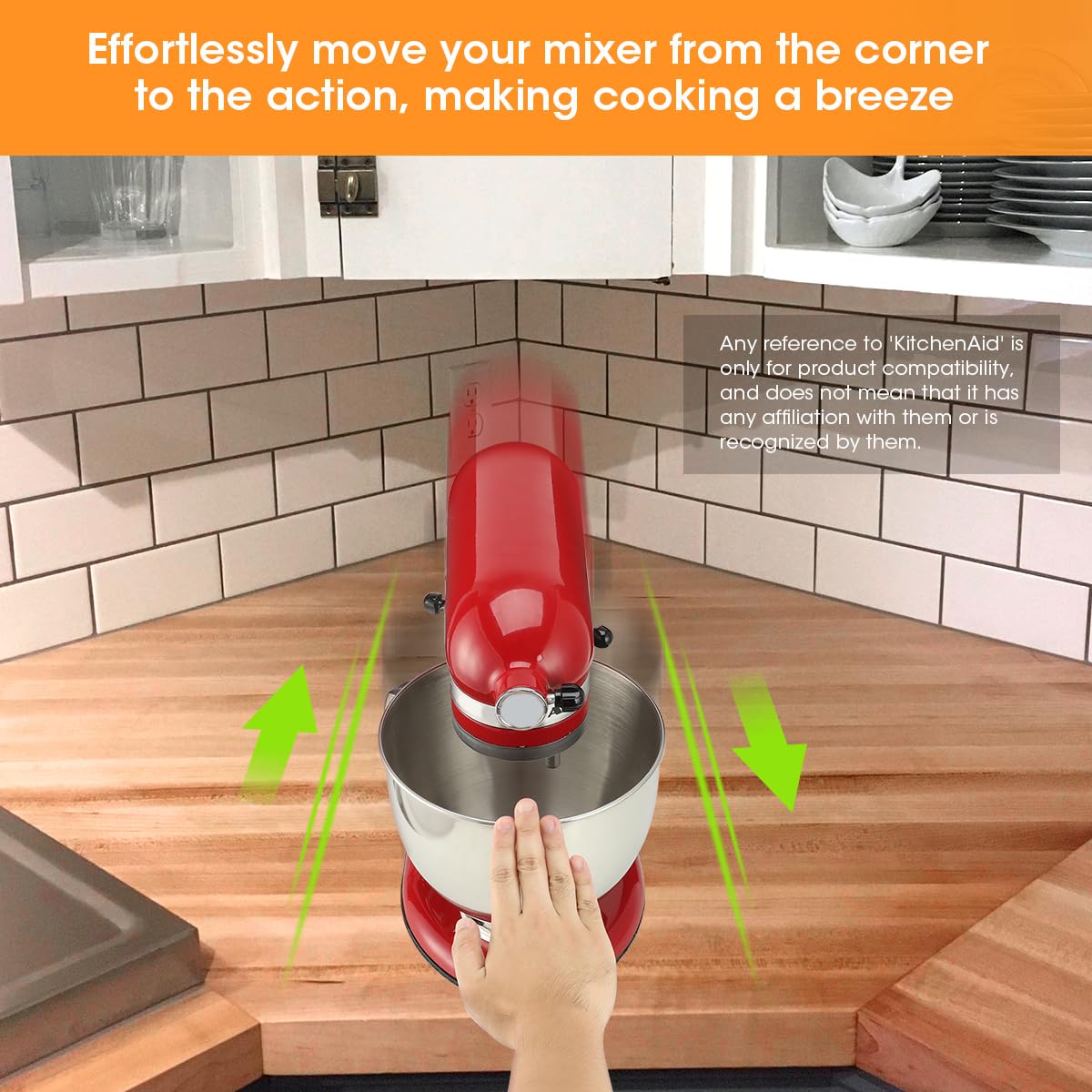 effortlessly move your mixer from thr corner to the action,making cooking a breeze