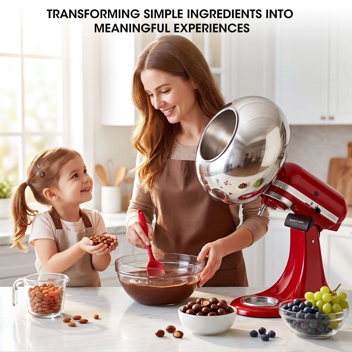 Aieve Snack Coater Coating Pan Attachment Plus For Tilt-Head Stand Mixers