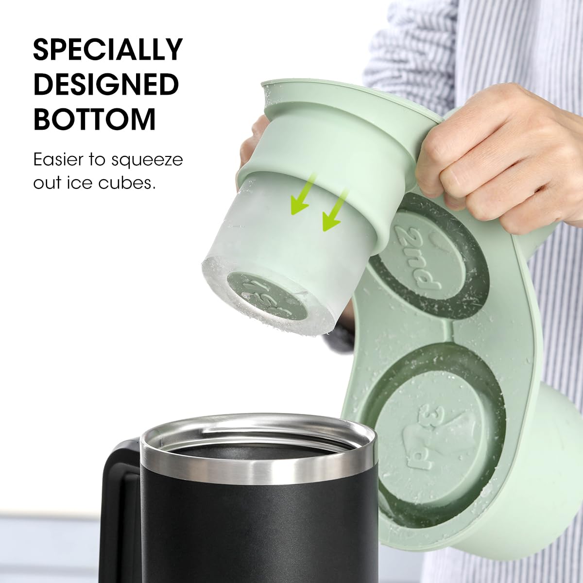 speciallyt designed bottom, easier to squeeze out ice cubes