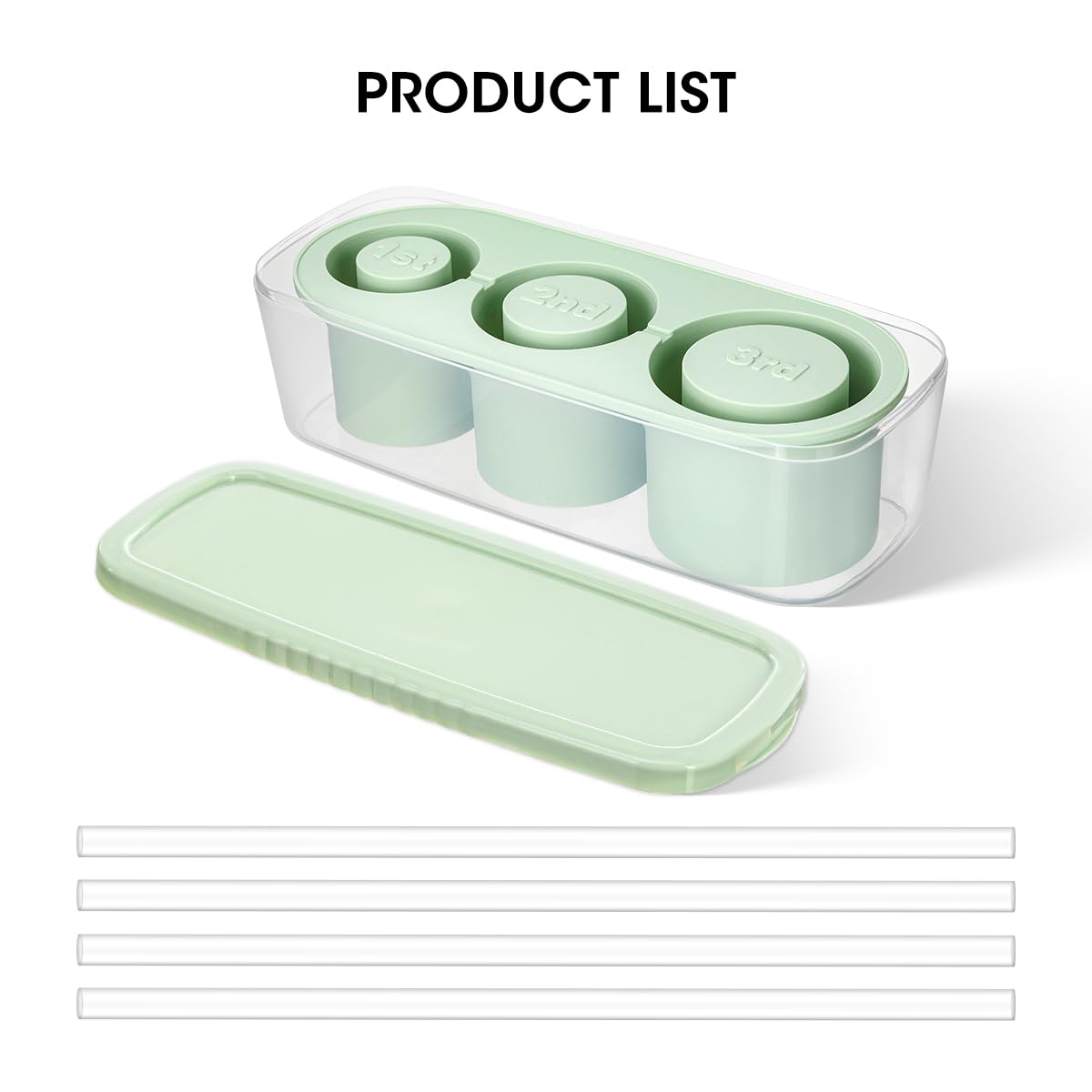 Green silicone Ice Tray for Stanley Tumbler with Lid and 4pcs replacement straw
