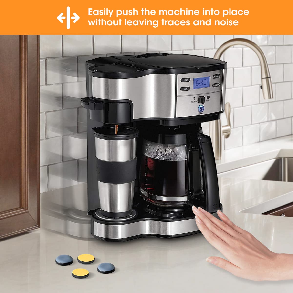 easily push the machine into place without leaving traces and noise