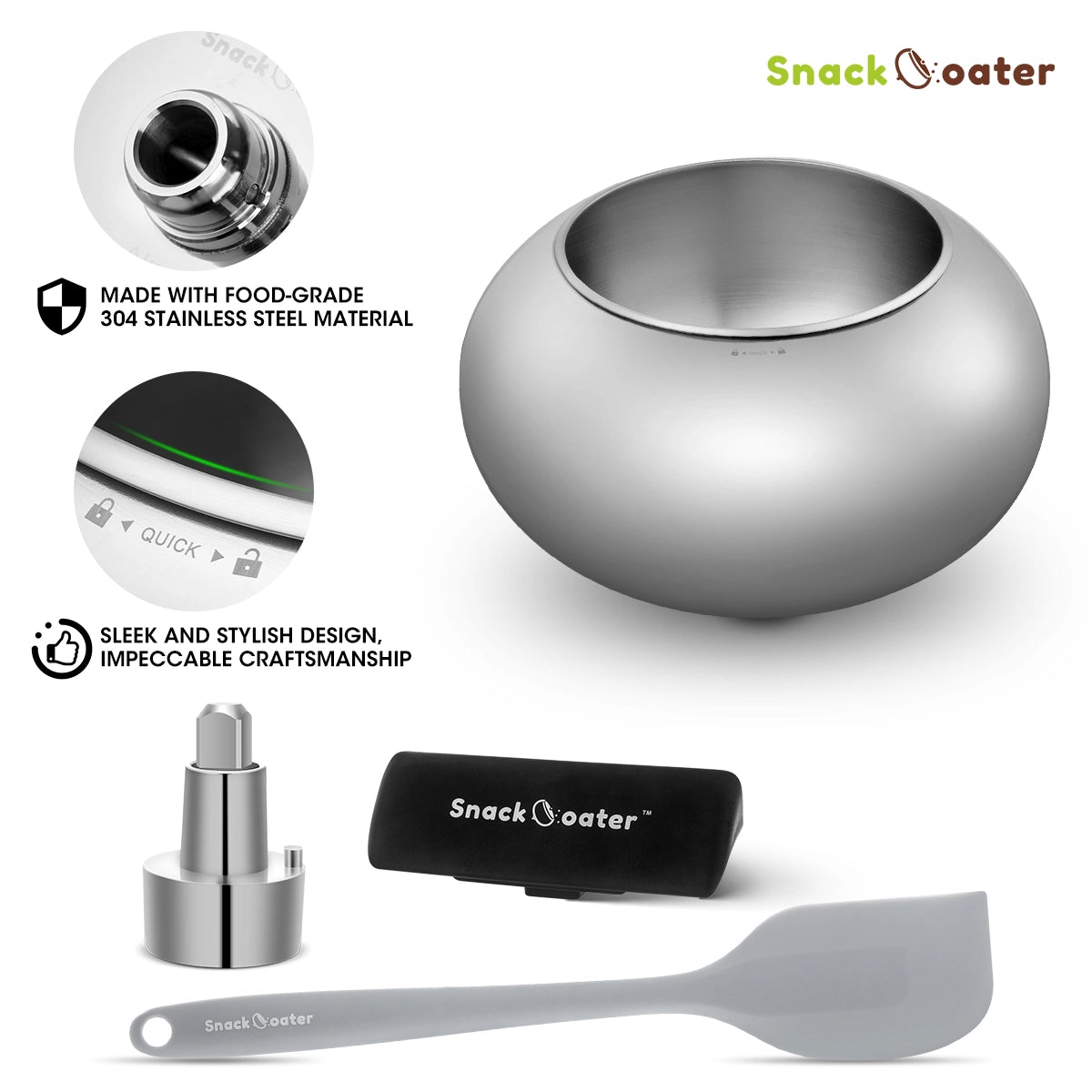 Aieve Snack Coater Coating Pan Attachment For Tilt-Head Stand Mixers