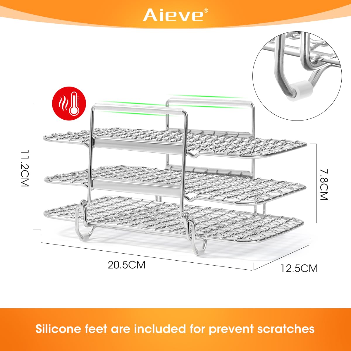 air fryer rack silicone feet are inclded for prevent scatches