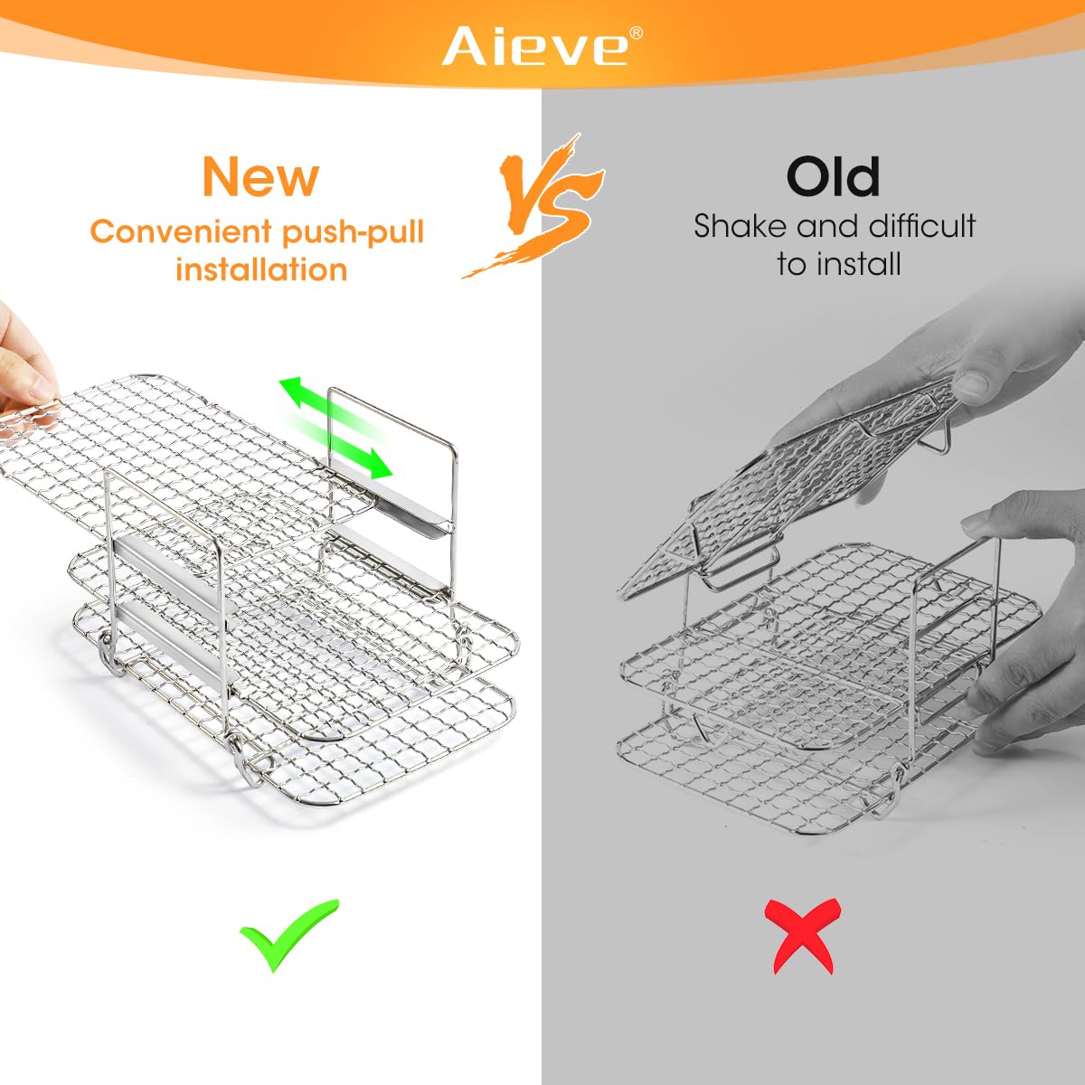 The small three-layer dehydration rack design is convenient for you to quickly use your dual air fryer machine to make a variety of dehydrated fruits or dehydrated beef jerky.