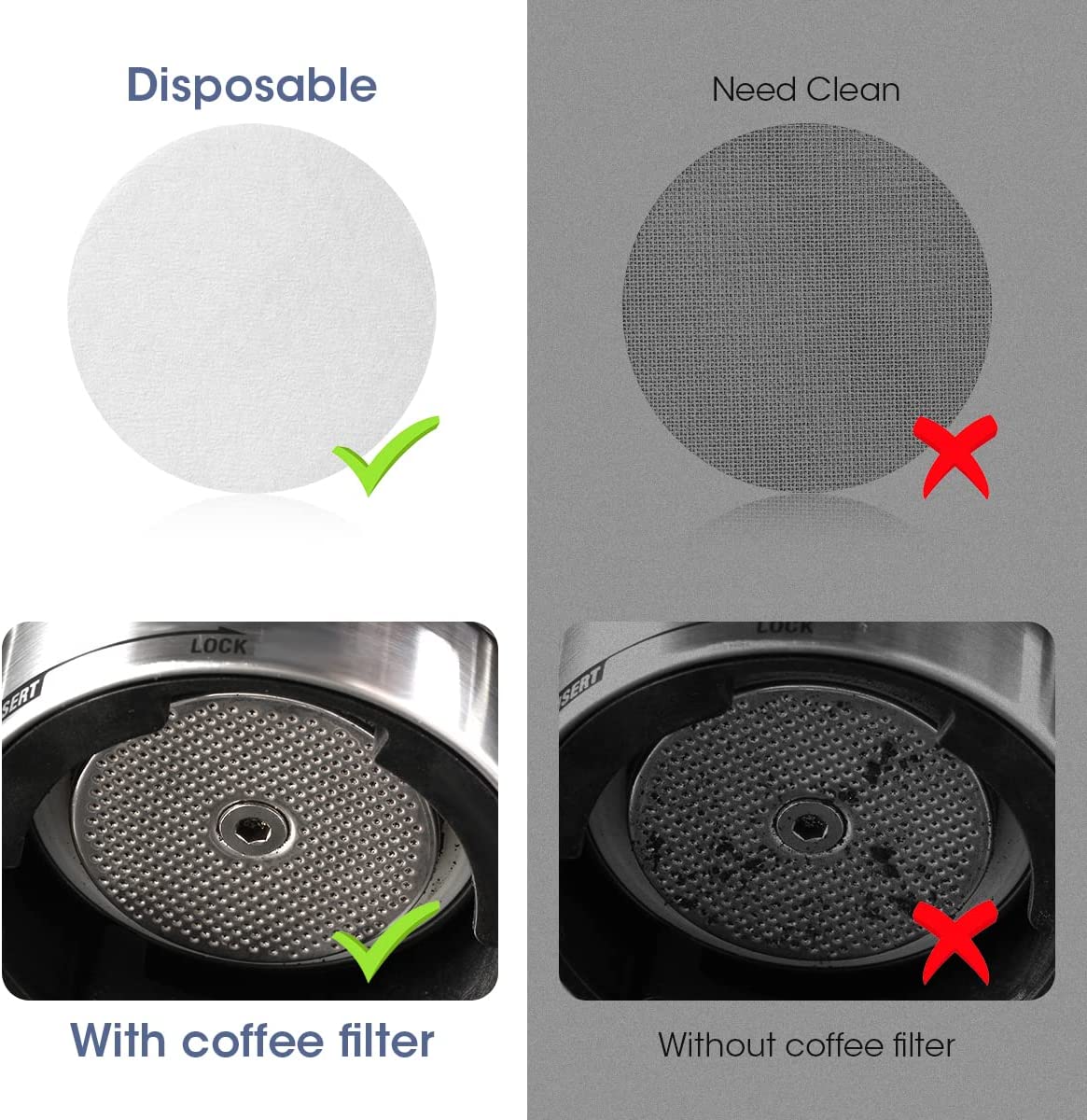 coffee machine with coffee filter & without coffee filter