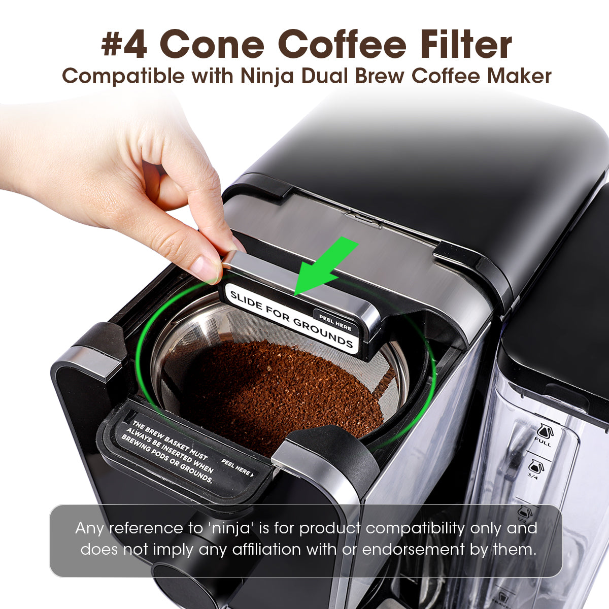 4 cone coffee filter compatible with Ninja Dual Brew Coffee Maker