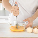 Simply push down the handle, and the blending whisk will stir effortlessly and evenly the egg liquid, energy saving and eco-friendly!