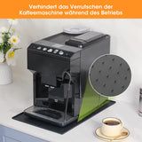 The raised edge of the mat makes it easy to move the coffee maker and also catches the water when the machine is in motion. 