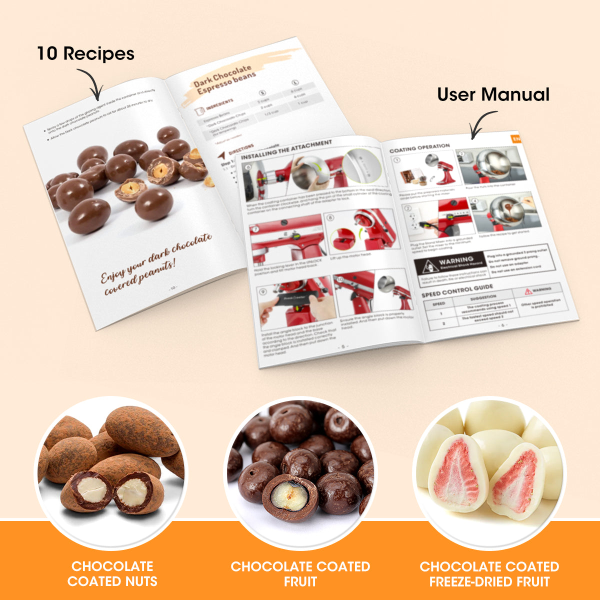 Aieve Snack Coater Coating Pan Attachment For Tilt-Head Stand Mixers