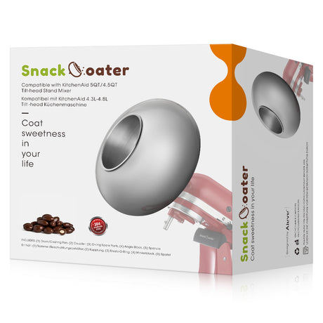 Snackcoater plus packaging with a stand mixer on a white background